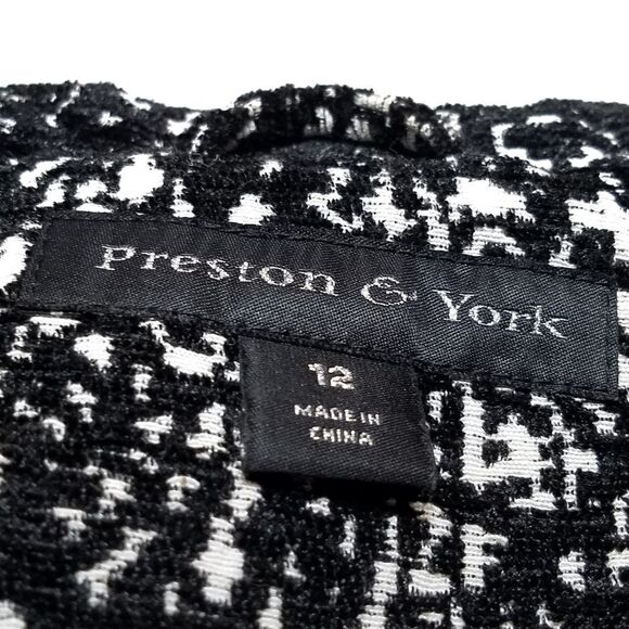 PRESTON & York Black White Colorblock Wool Longline Jacket - Picture 10 of 11